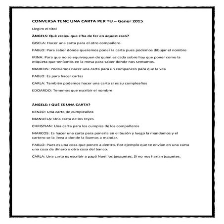 Conversa tenc una carta per tu   gener 2015