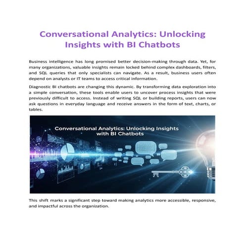 Conversational Analytics: Unlocking Insights with BI Chatbots | PDF