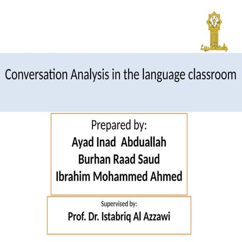 Conversation Analysis in the language classroom.pptx | Education