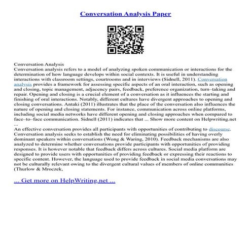 Conversation Analysis Paper