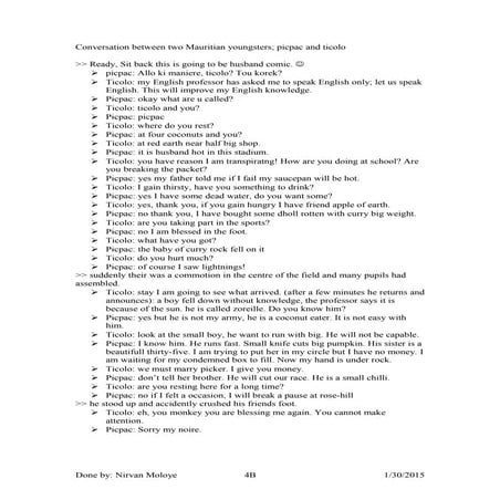 Conversation Between Two Mauritian Youngsters