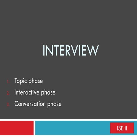 PROCEDURE FOR THE INTERVIEW. ISE II