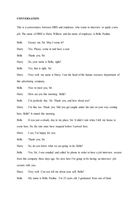 job interview dialogue