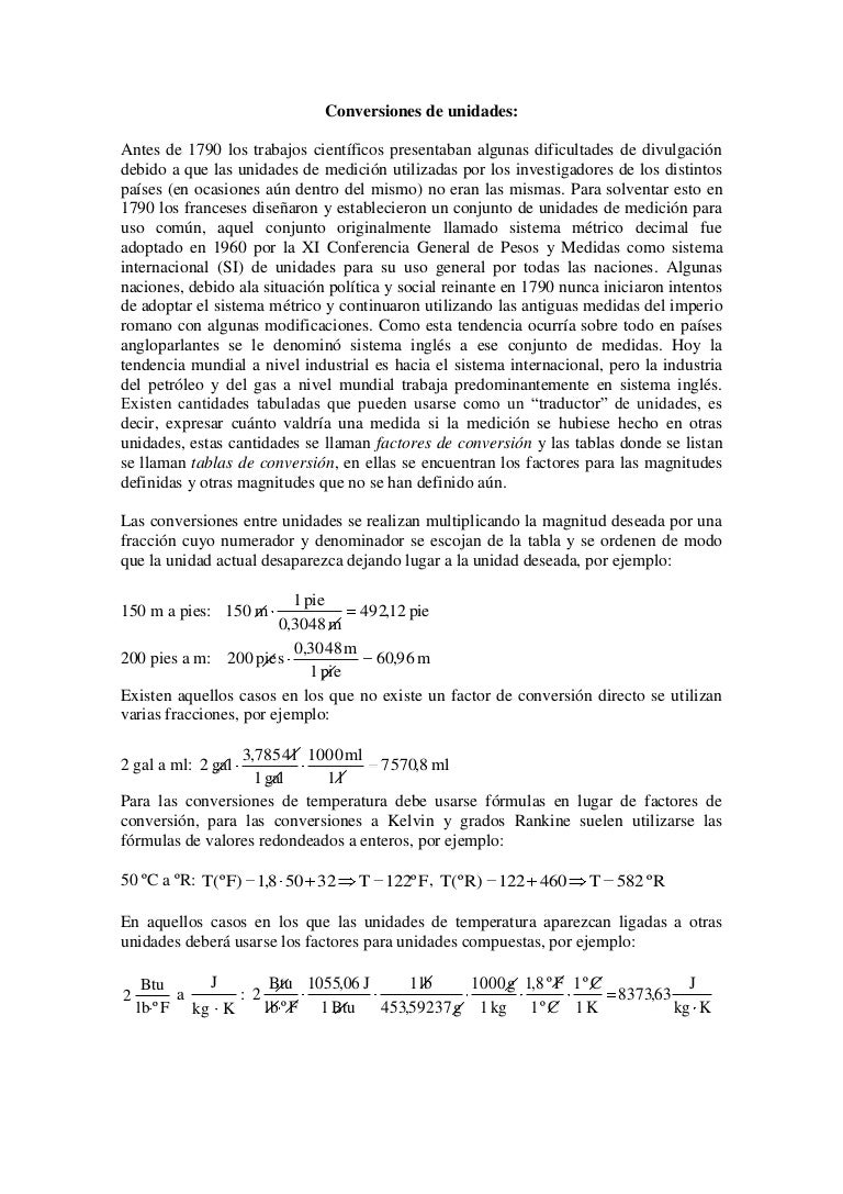 Conversiones de unidades