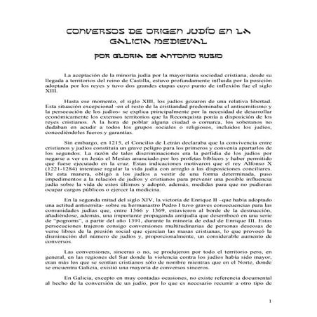 Conversos De Origen JudíO En La Galicia Medieval