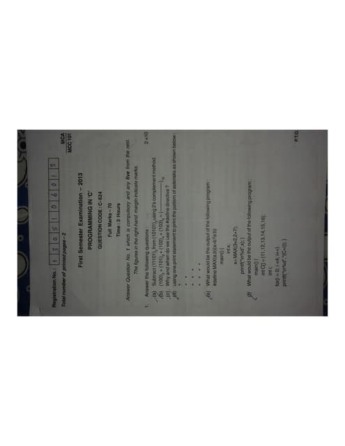BPUT MCA First sem 2013