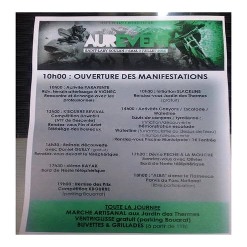 Programme Aurevent le 2 juillet