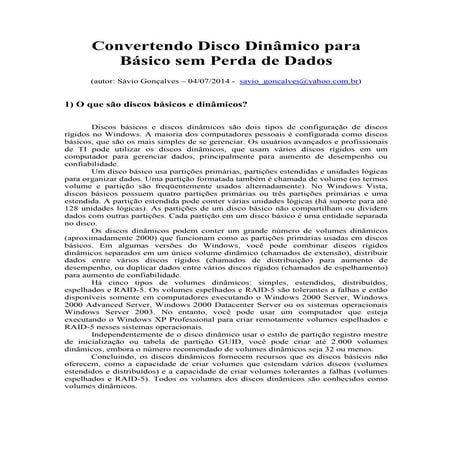 Convertendo disco dinamico para basico | PDF
