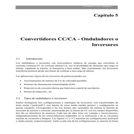 Electrónica de potencia: Convertidores CD-CA onduladores o inversores