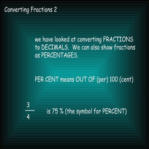 Converting fractions percentages