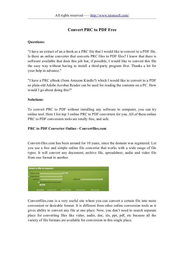 convert prc to pdf