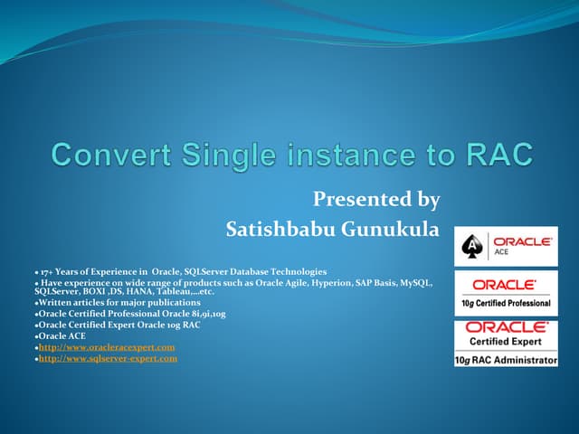 Convert single instance to RAC
