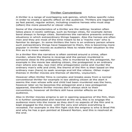 Convetions Of A Thriller Film