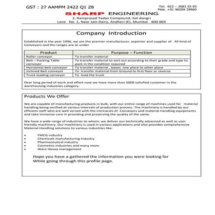 Sharp Engineering, Maharashtra | PDF