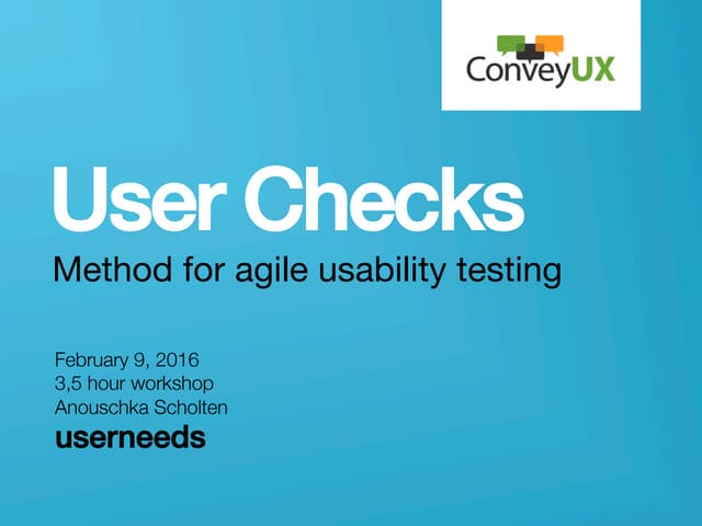 Userchecks - Method for agile usability testing