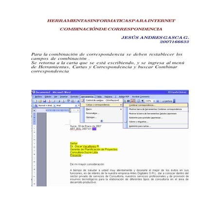 Convinacion de correspondencia