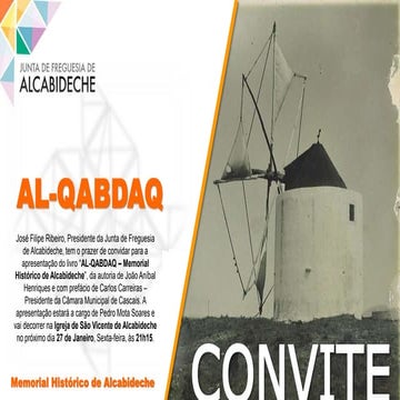 Convite para a apresentação do livro "AL-QABDAQ" de João Aníbal Henriques