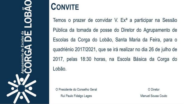 Convite tomada de posse
