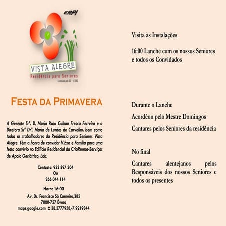 Convite para festa da primavera 2014