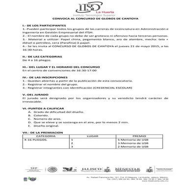 Convoca al concurso de globos de cantoya