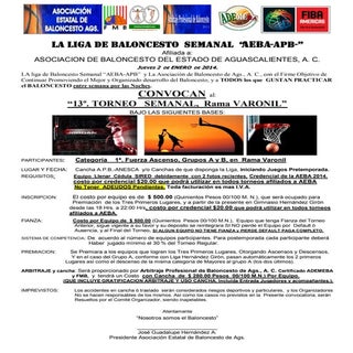 Convocatoria varonil  liga semanal ...