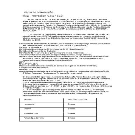 Convocação educação