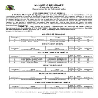 Convocação final processo 09 2013
