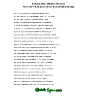 CONVOCAÇÃO PARA O CFS PMPE: DIVULGA...