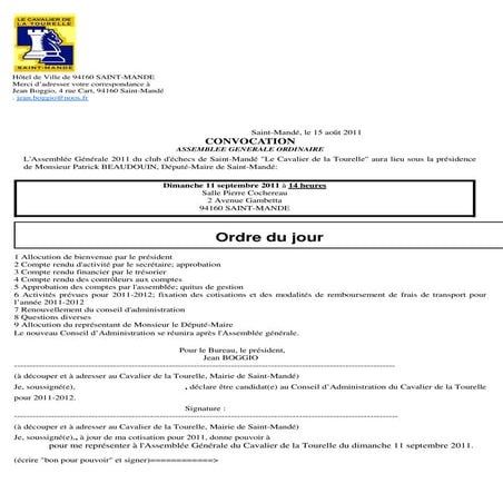 Convocation assemblée générale