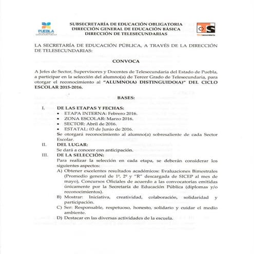 Convocatoria alumno distinguido