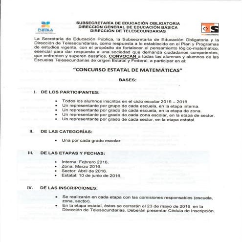 Convocatoria matemáticas