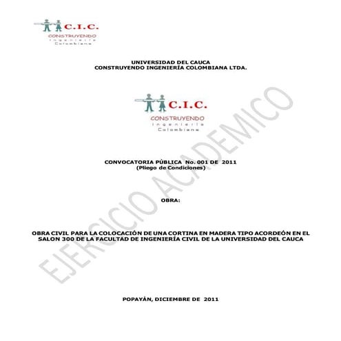 Convocatoria 001 de 2011