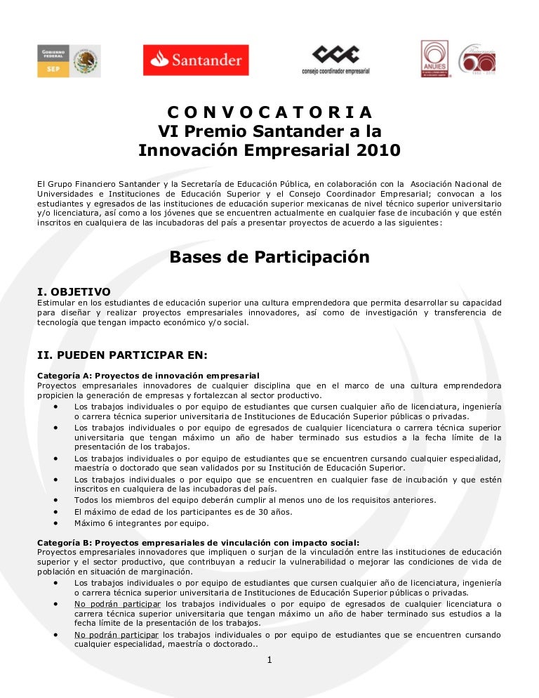 Convocatoria 6 Premio Santander