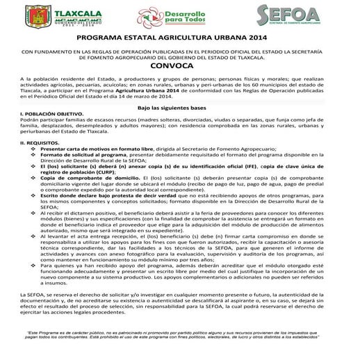 PROGRAMA ESTATAL AGRICULTURA URBANA 2014