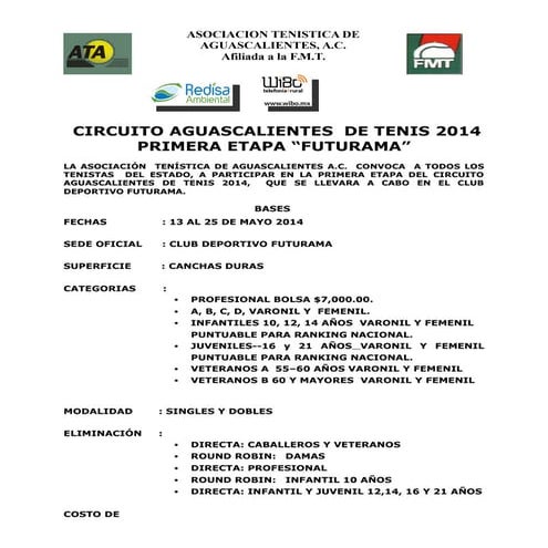 Convocatoria circuito ags_de_tenis_2014_futurama
