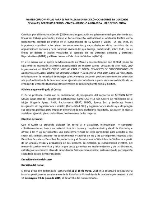 Convocatoria curso on line