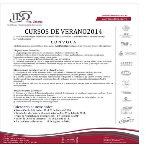 Convocatoria cursos verano 2014