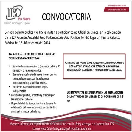 Convocatoria del Senado ITS de Puerto Vallarta