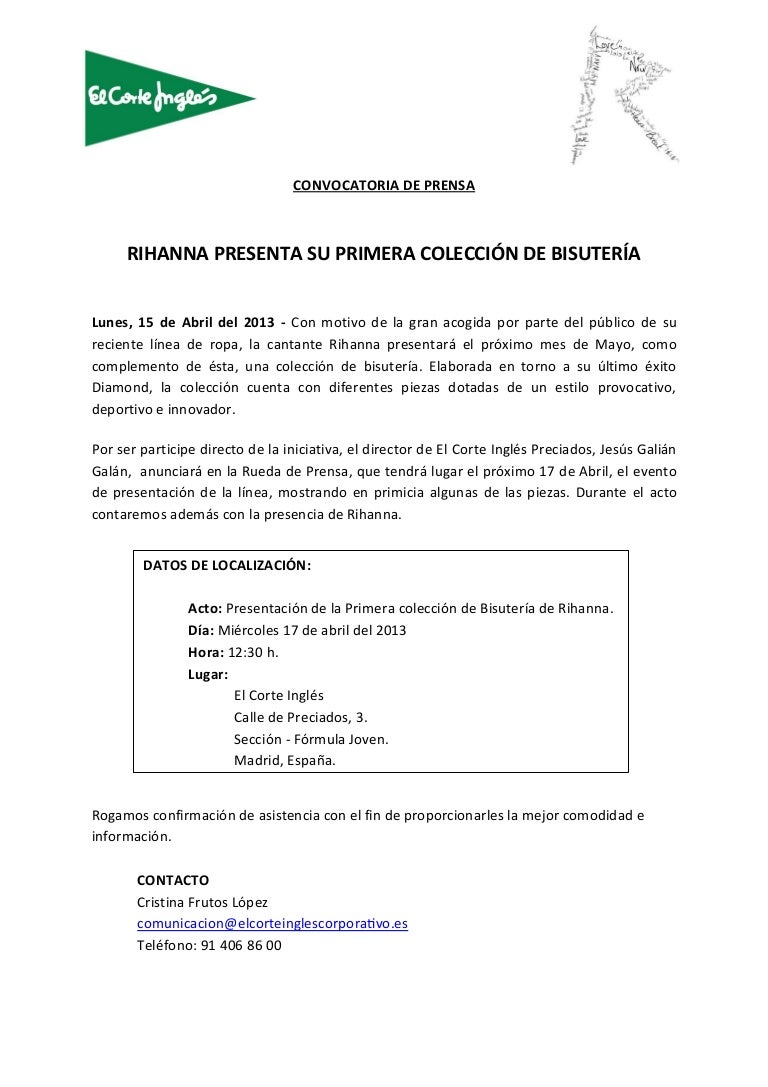 Convocatoria de prensa - Bisutería Rihanna