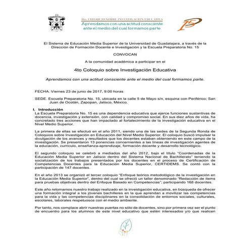 Convocatoria Coloquio 2017