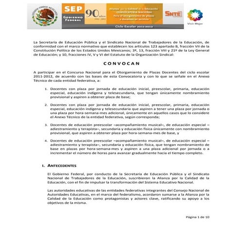 Convocatoria docentesenservicio2011 2012
