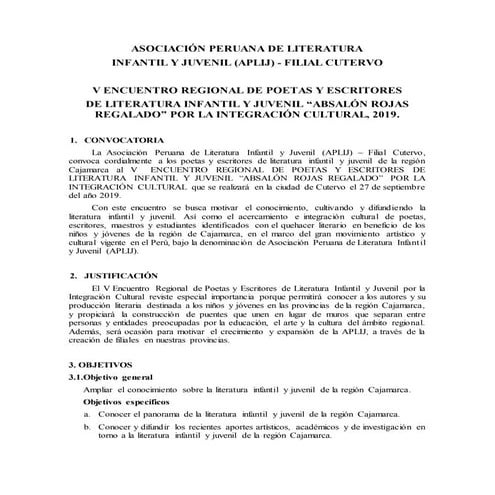 Convocatoria encuentro aplij 2019