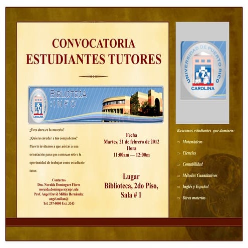 Convocatoria estudiantes tutores