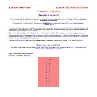 Convocatoria evento 2013