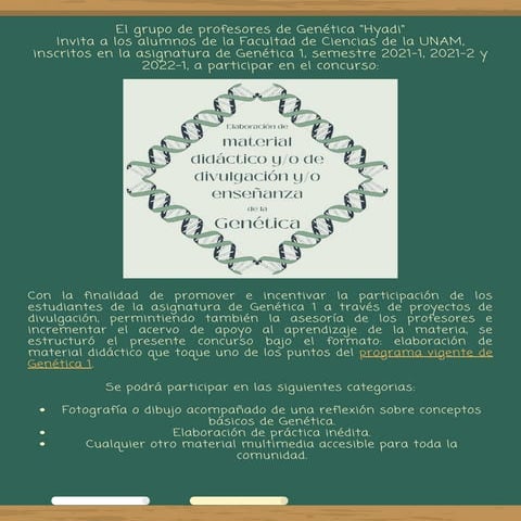 Convocatoria CONCURSO GENÉTICA I 2021