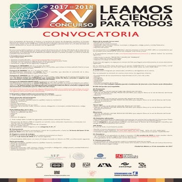 Convocatoria del XV Concurso “Leamos la ciencia para todos” 2017-2018.