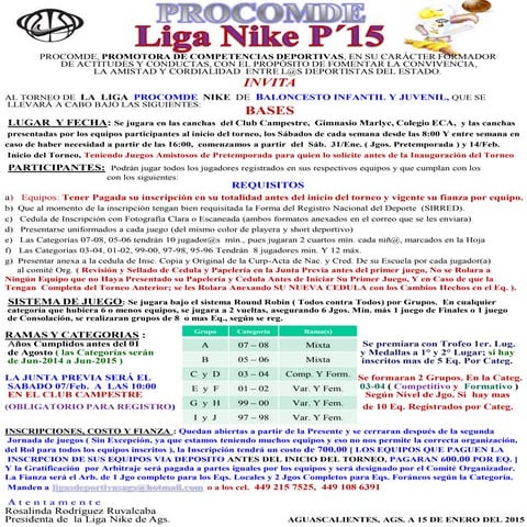 Convocatoria liga nike p'15