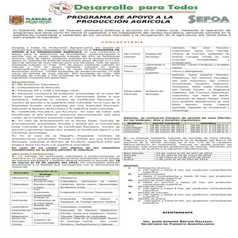 PROGRAMA DE APOYO A LA PRODUCCIÓN AGRÍCOLA 2014