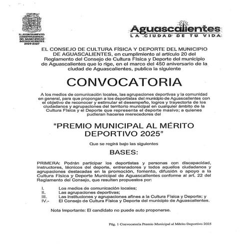 Convocatoria Premio Municipal al Mérito Deportivo 2025