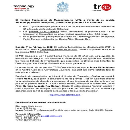 Convocatoria presentacióntr35 colombia